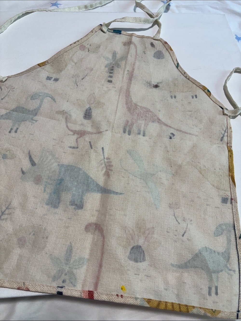 Kids Beige Dinosaur Apron with Multicolor Dino Prints - Picture 2 of 2